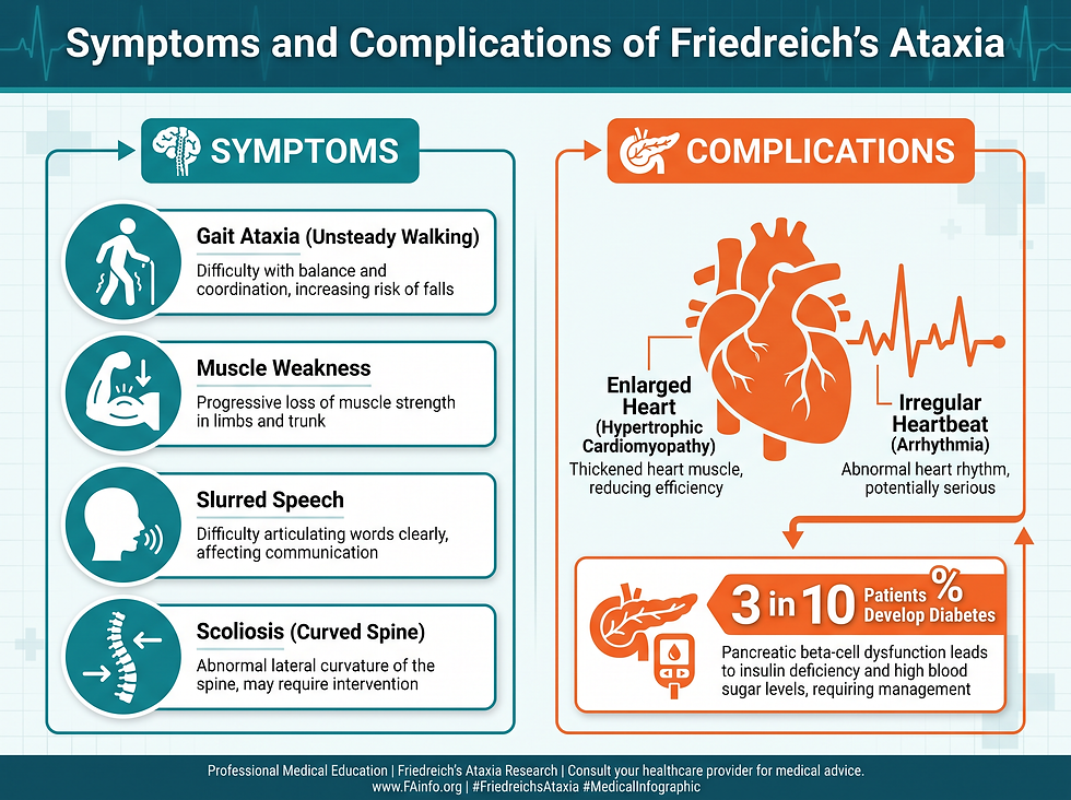 Symptoms and complications of Friedreich's Ataxia