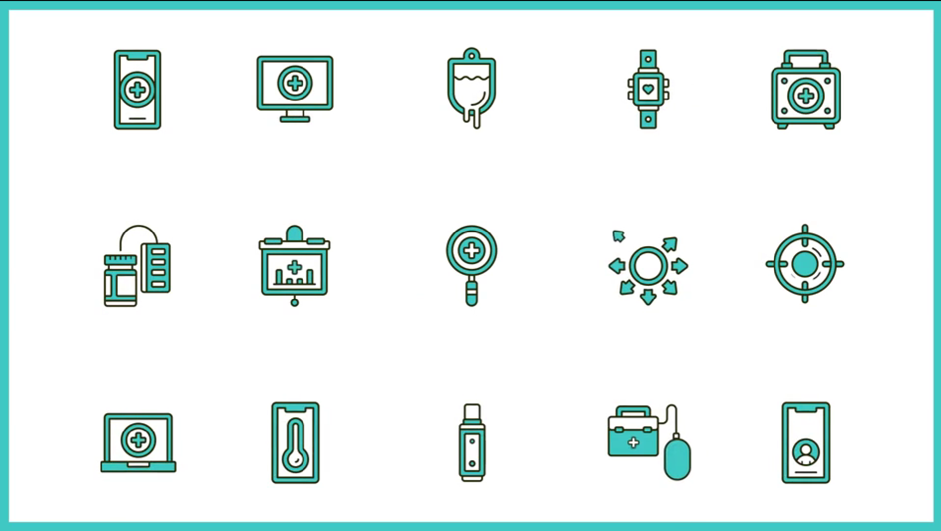 Animated Telemedicine Icons in Clean Flat Design