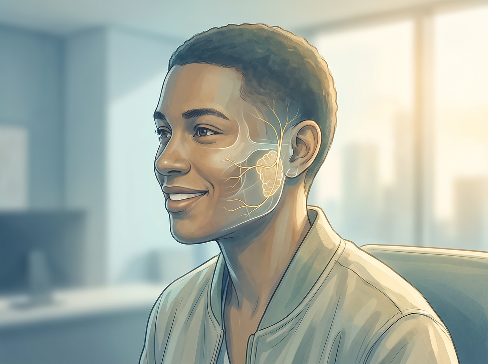 A conceptual illustration representing a patient's successful recovery and return to health following parotid gland surgery.