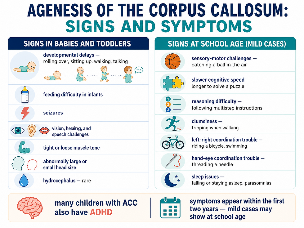 Agenesis of the corpus callosum: signs and symptoms