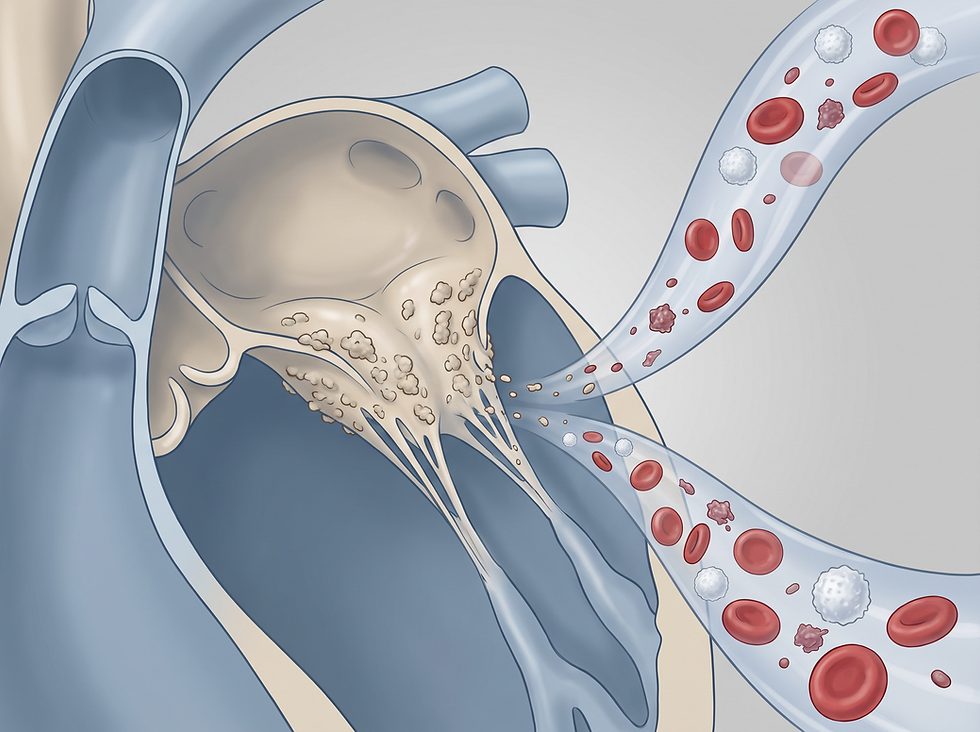 Vegetations on a heart valve and the risk of emboli