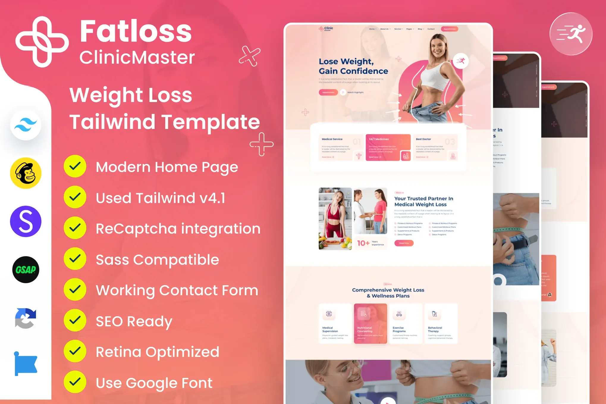 ClinicMaster - Fat Loss Tailwind CSS 4 Template