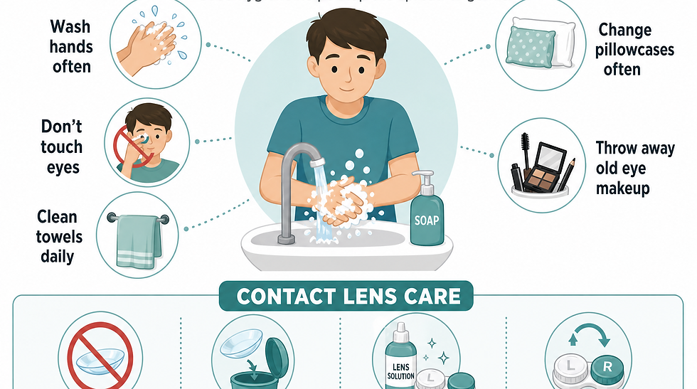 Infographic of pink eye prevention and hygiene tips