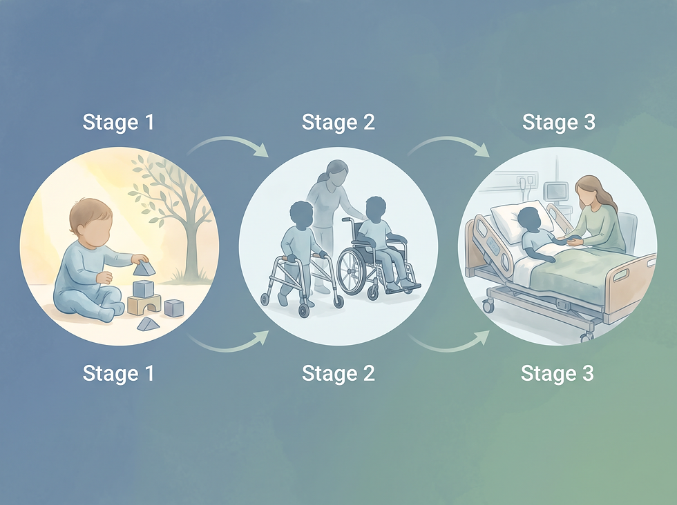 Overview of symptoms and disease progression across MLD forms