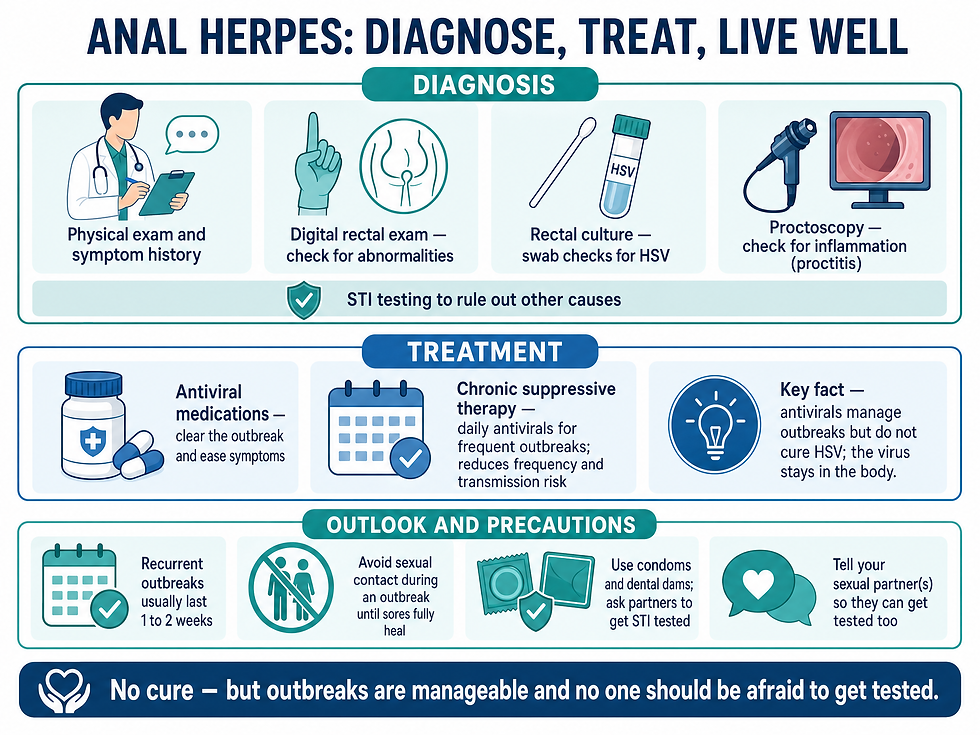 Anal herpes: diagnosis steps, treatment options, and outlook precautions