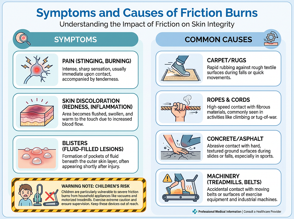 Symptoms and causes of friction burns
