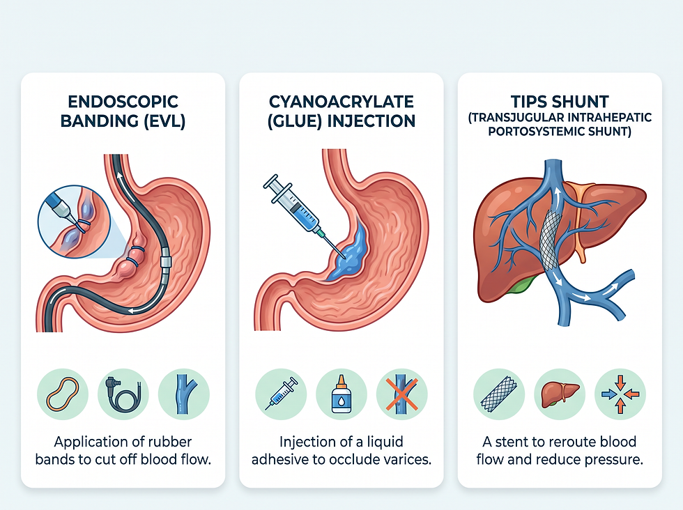 Gastric Varices Treatment: Banding, Glue Injection, and TIPS Shunt Visual