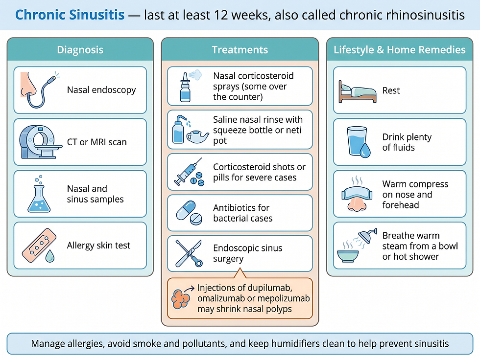 Chronic sinusitis diagnosis, treatment, and home care