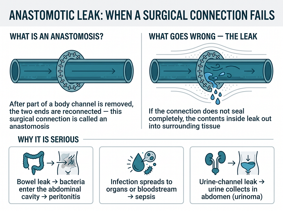 Anastomotic leak: when a surgical connection fails — mechanism and seriousness