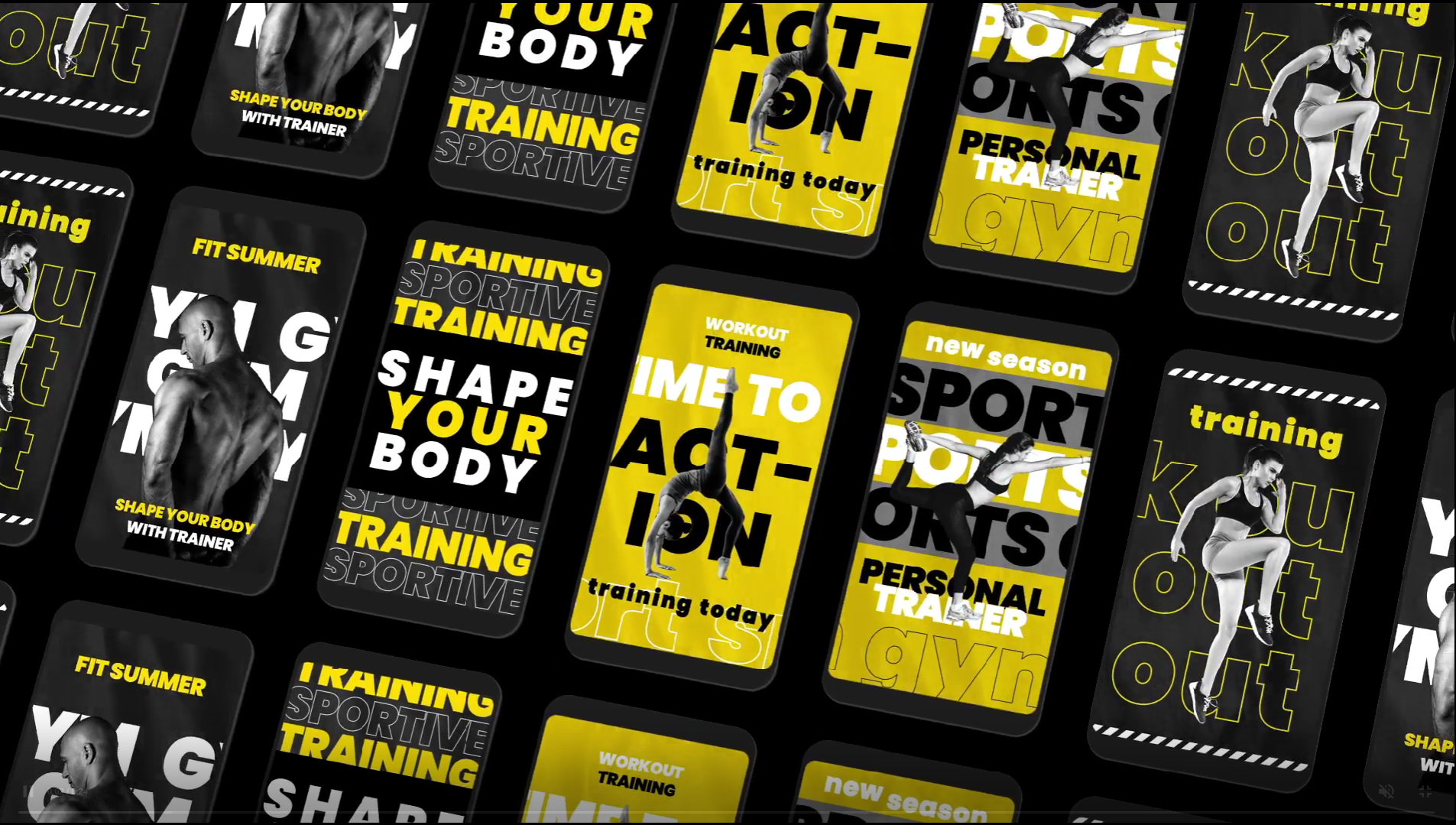 Dynamic Fitness Instagram Reels with Bold Typography and Graphic Layouts