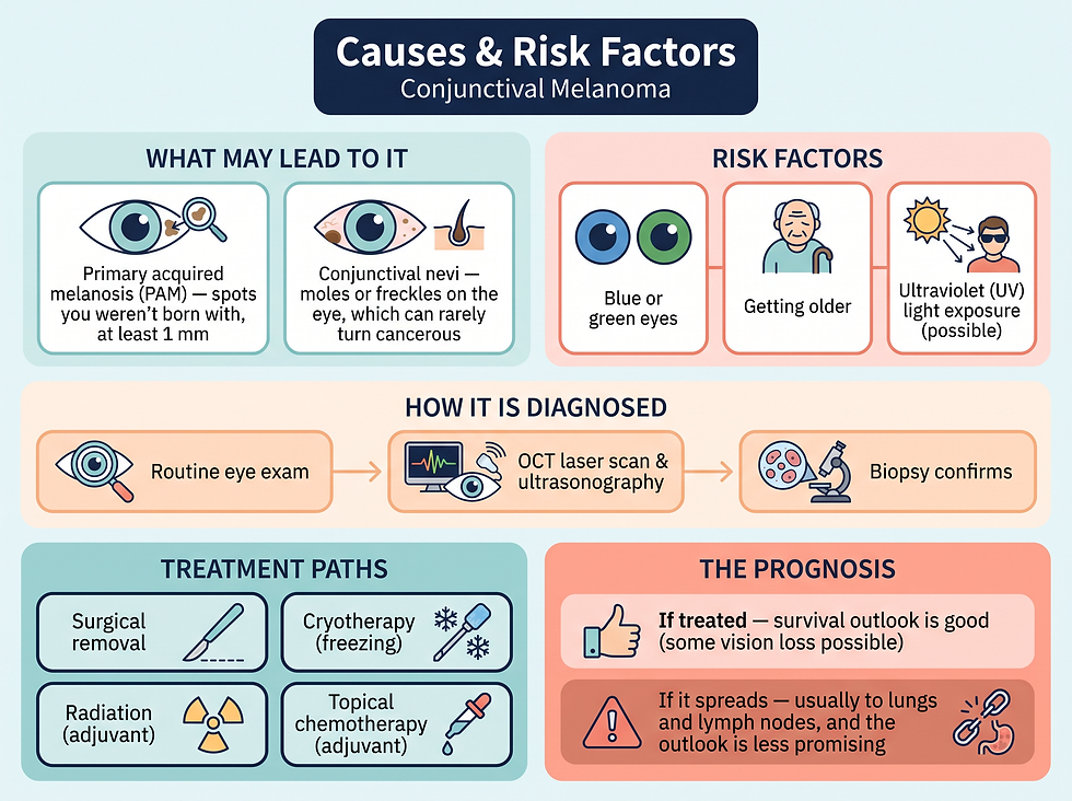 Causes and risk factors for conjunctival melanoma