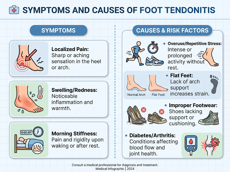 Symptoms and causes of foot tendonitis