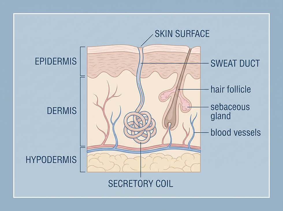 Eccrine gland anatomy and cooling process
