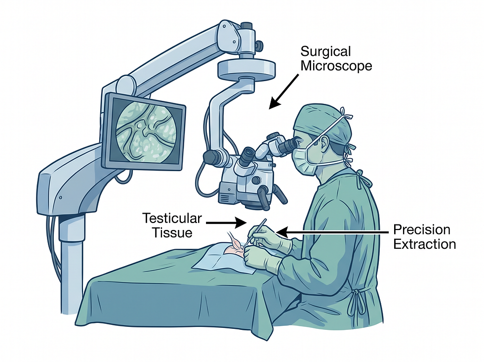 Surgeon using a surgical microscope during a MicroTESE procedure