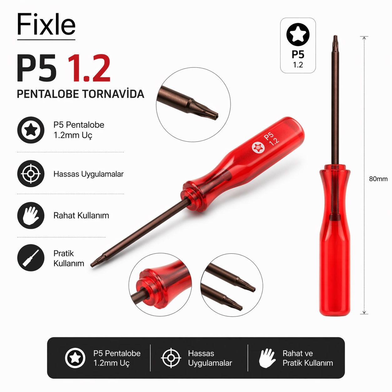 MacBook P5 1.2 Pentalobe Tornavida (Alt Kapak Açma – Air 2010+ / Pro Retina 2012