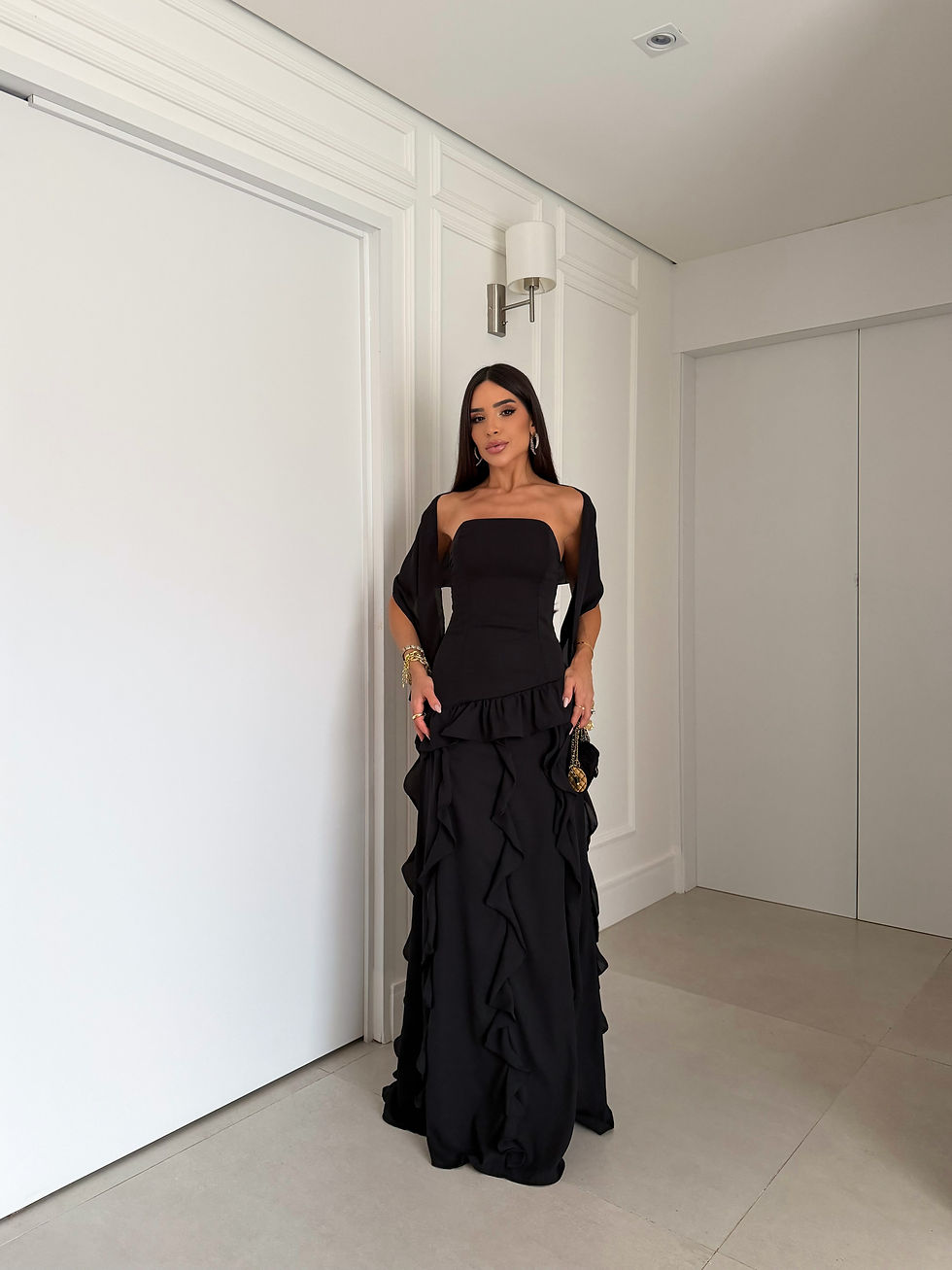 Miniatura: Vestido Longo Ester+Brinde Bolsa Clutch