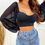Miniatura: Cropped Manga Longa de Tule