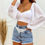 Miniatura: Cropped Manga Longa de Tule