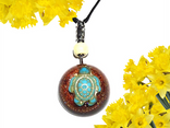 Swimming Turtle Turquoise Gem Dome Orgonite Pendant Shungite Infused