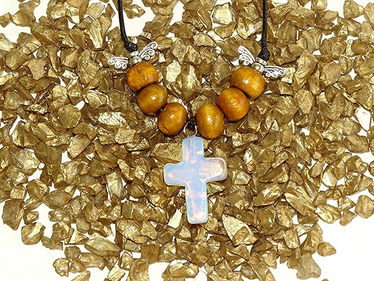 Opalite Gem Cross Necklace from The Heard Word Collection