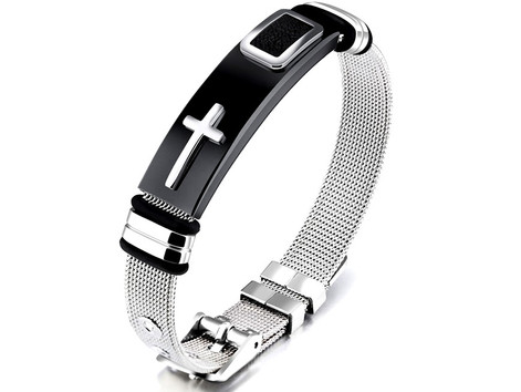 Stainless Steel Mesh Living in Faith Bracelet
