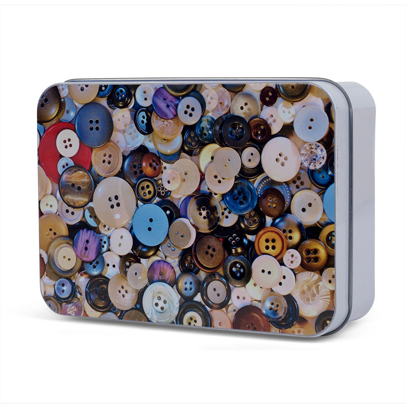 Thumbnail: קופסת פח מלבנית קטנה לצבעונית לאחסון