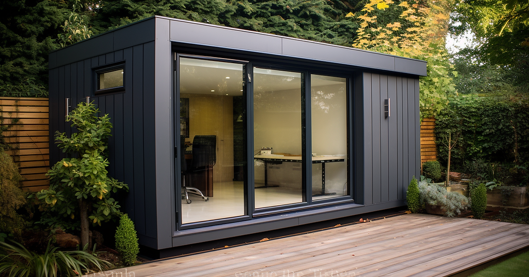 Home Office with black cladding in Guildford garden, Surrey.png