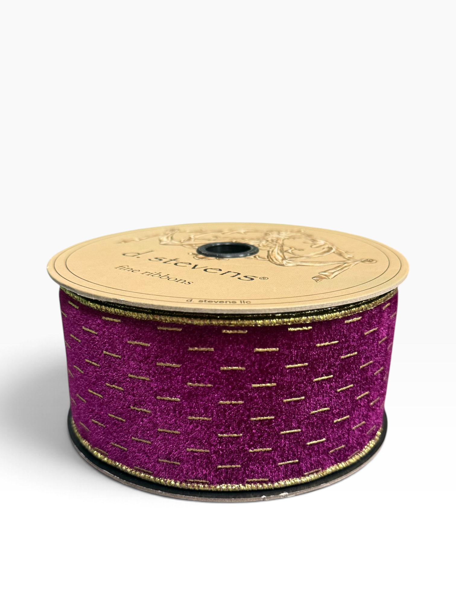 Fuchsia Velvet Ribbon with Modern Gold Lines