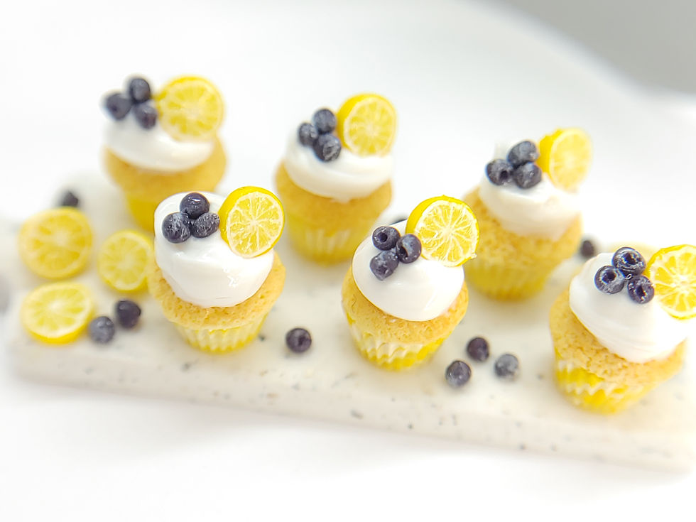 Thumbnail: 1:12 Scale Miniature Lemon Blueberry Cupcake Board