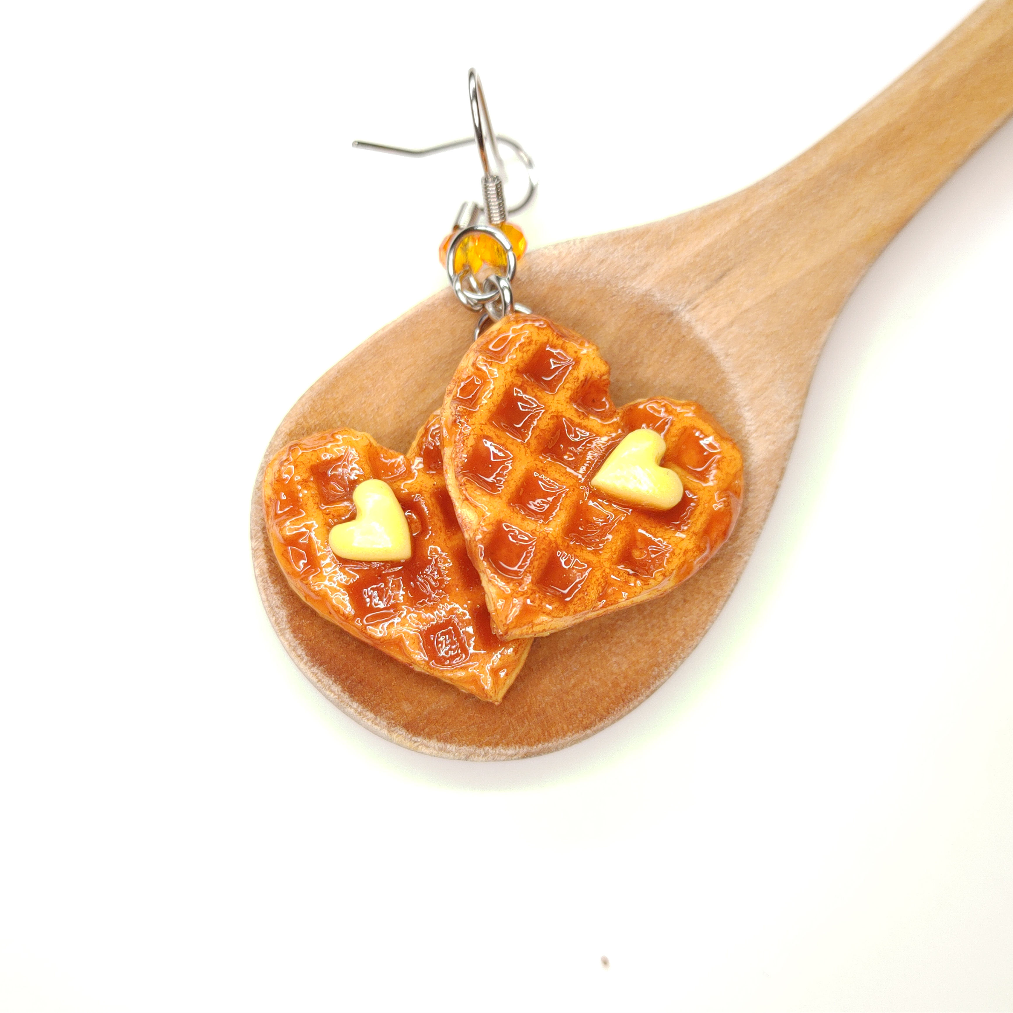 Heart Waffles with Maple Syrup and Butter Charm