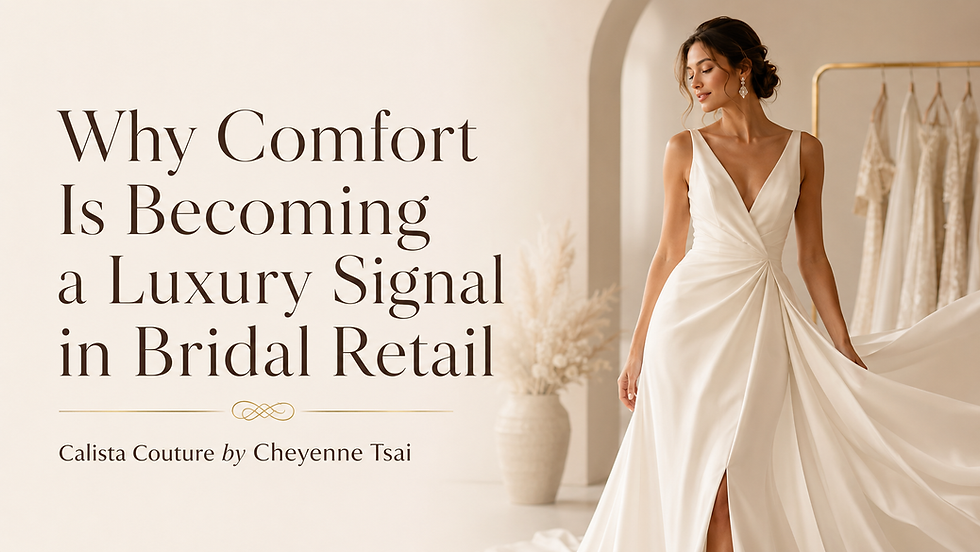 Discover why comfort in bridal retail is becoming a new luxury signal for modern brides, boutique owners, and designer wedding dress buyers.
