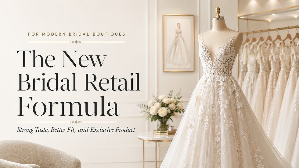 Learn the bridal retail formula modern boutiques can use to build stronger taste, better fit, and more exclusive product selections.