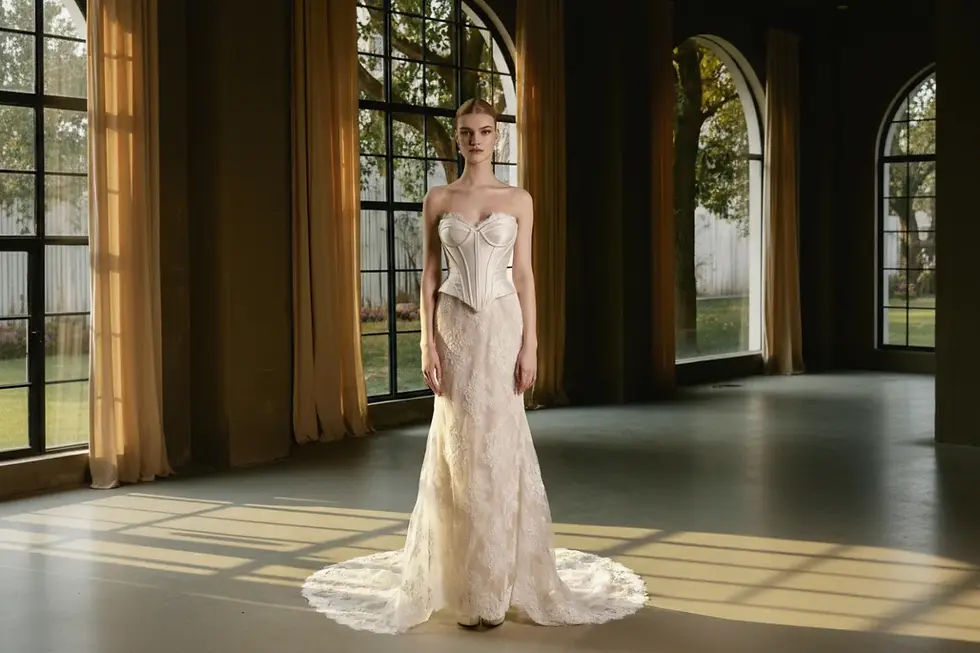Detailansicht der Brustpartie des Brautkleids Seraphina mit vorgeformten Cups