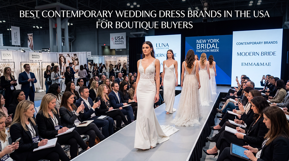 Looking for the best contemporary wedding dress brands in the USA for boutique buyers? Cheyenne Cai shares a curated edit of designer-led labels worth watching for stronger floor identity, better styling language, and modern bridal relevance.