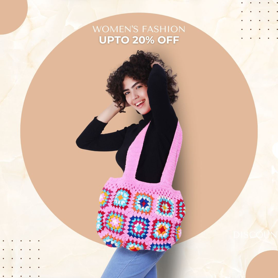 Women's Crochet Granny Square Handbag