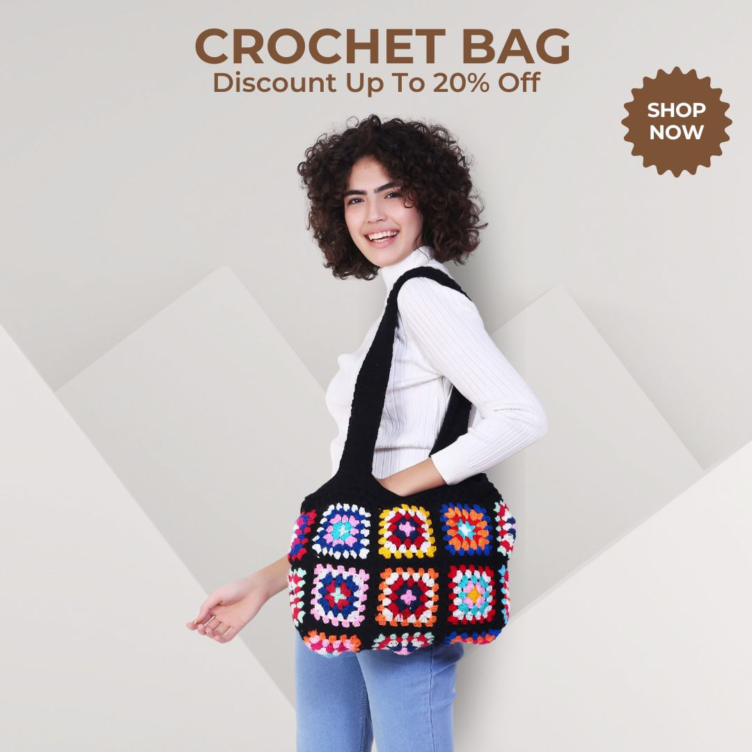Women's Crochet Granny Square Handbag