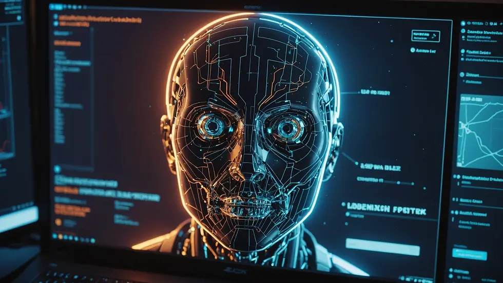 Close-up view of a computer screen displaying AI algorithms