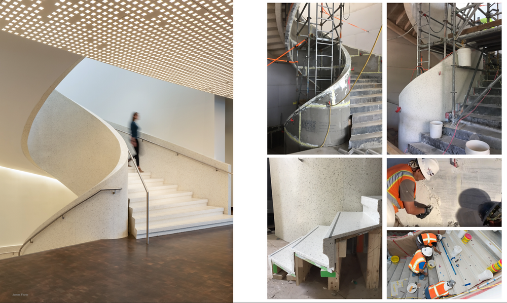 Denver Art Museum features poured in place walls with precast terrazzo stair treads