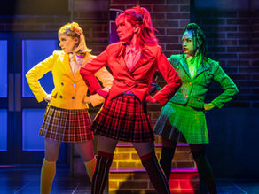 Elizabeth Teeter (Heather McNamara), McKenzie Kurtz (Heather Chandler) and Olivia Hardy (Heather Duke)in Heathers The Musical. ©Evan Zimmerman for MurphyMade