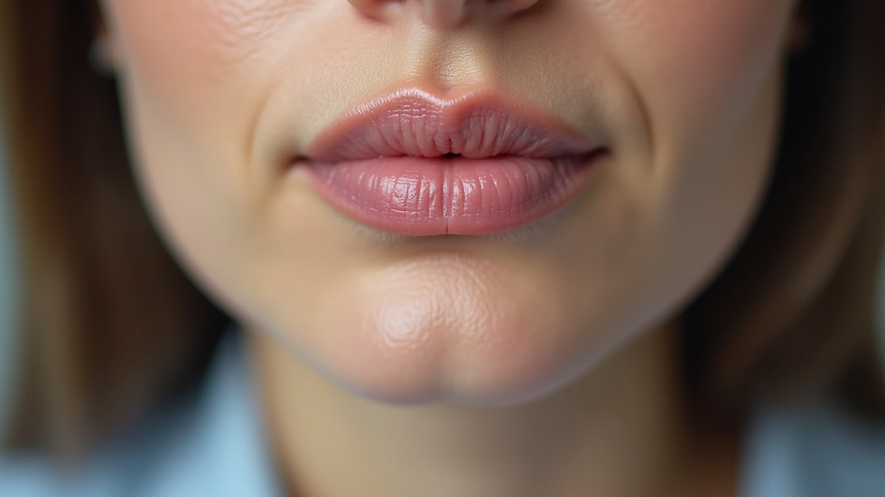 Close-up view of a chin area before laser liposuction