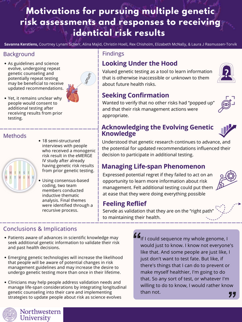 SBM 2026 Poster on Motivations for Pursuing Multiple Genetic Risk Assessments