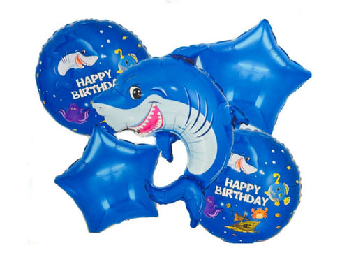 Shark Happy Birthday Set Helium Balloons