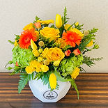 Yellow and Orange flower vase arrangement