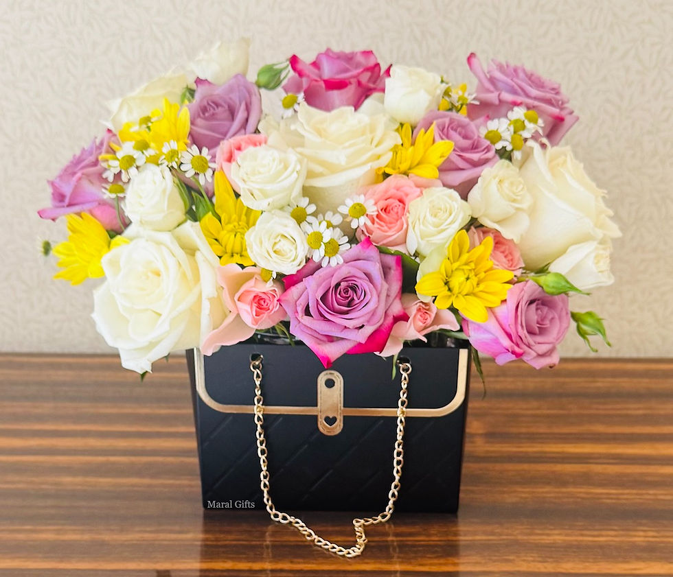 White and Purple Roses Box Dubai