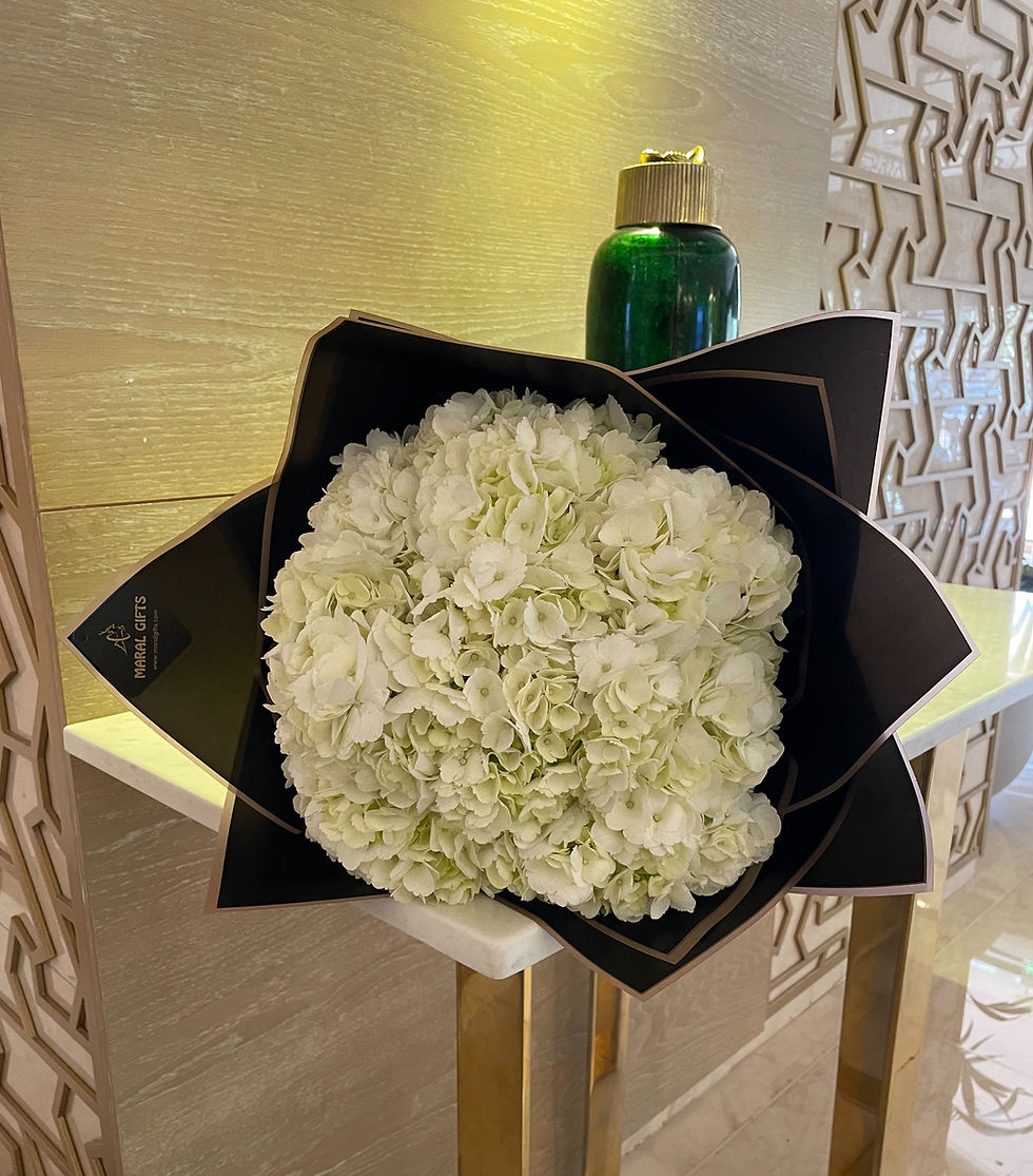 Thumbnail: white hydrangea bouquet surprise gifts For birthday party Dubai