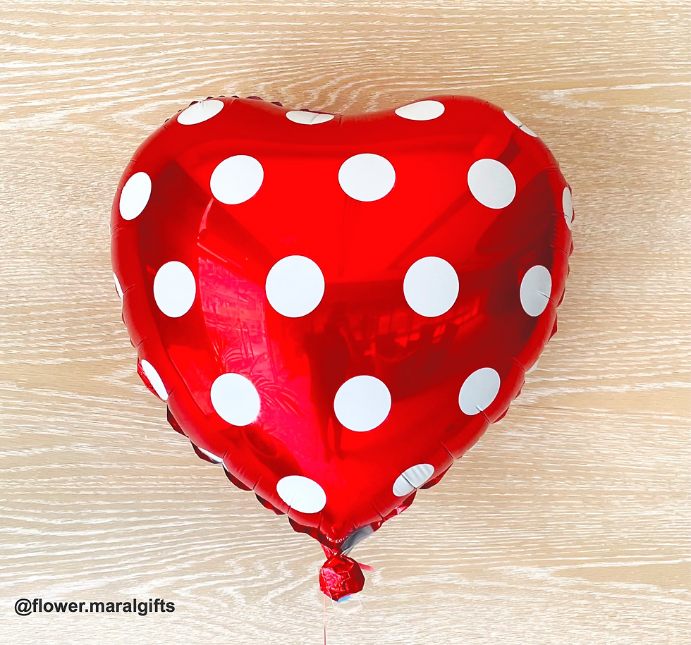 Helium Balloon Red Heart With White Dots birthday balloons Dubai free delivery