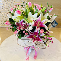 Bouquet Tulips with Lilies pink and white flower