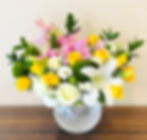 Yellow Roses and Pink Lily Flower Vase Arrangement Dubai