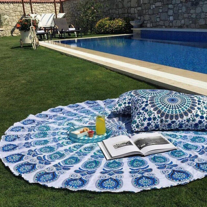 Thumbnail: Round Indian Printed Mandala Beach Throw