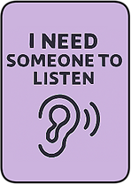 I need someone to listen. Icon of an ear with sound waves representing a need for attention, understanding, or quiet companionship.